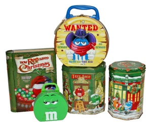 5 SET M&M SCHÜSSIGKEITENDOSEN KANISTER EIMER WEIHNACHTSSERIE GALERIE EIMER LIMITIERT - Bild 1 von 11