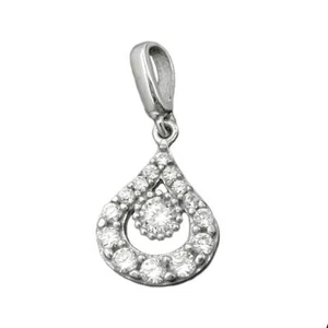 Rimorchio Gocce Piccolo & Sotile con Zirconi Bianchi 925 Argento Sterling, Donna - Foto 1 di 2