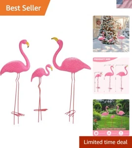 Whimsical Family Flamingo Yard Ornaments Set - 3 Sizes, Bright Pink Decor - Picture 1 of 10