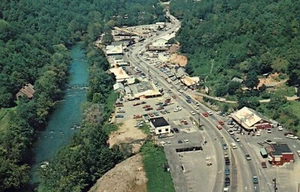 Helicopter View of Downtown Cherokee Indian Reservation Native American Postcard - Picture 1 of 2