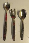 Vintage Lot of 3 Unbranded China Silver Plated Children Baby Spoons & Fork Set