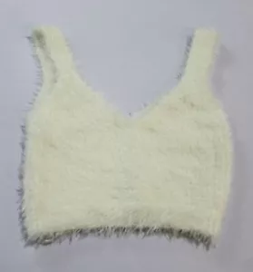 Miss Selfridge Women's V-Neck Eyelash Knit Bralet Top DM9 White Size US:4-6 NWT - Picture 1 of 3