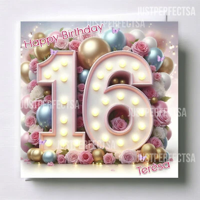 JUST_PERFECTSA Stunning Girls 16th Birthday Card,Beautiful Personalised 16th card,Any Name