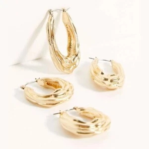 Juego de pendientes de aro de doble problema Free People nuevos con etiquetas $30 - Imagen 1 de 9