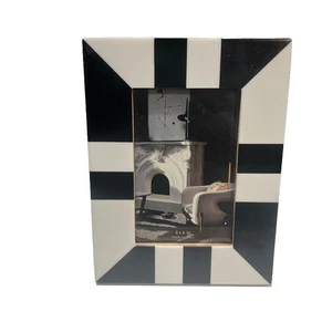 Azulejo de resina con marco de fotos geométrico a cuadros negro/blanco 4x6” hecho en la India - Imagen 1 de 5