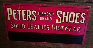 VINTAGE ADVERTISING PETERS DIAMOND SHOES  TIN   SIGN - Picture 1 of 2