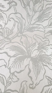 Raised Textured Floral Pale Green Silhouetted on Pearl BackGround GB9637 - Picture 1 of 3