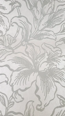 Floral con textura elevada verde pálido silueteado sobre fondo de perlas GB9637 Foto 1 de 3