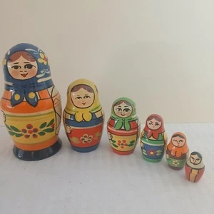 Matroschka russische 5 Zoll verschachtelte 6 Puppen Set handbemalt Ukraine Vintage Qualität - Bild 1 von 17