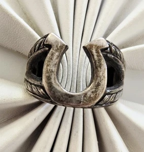 Vintage Southwestern HORSESHOE Ring .925 STERLING SILVER Size 7.5 Tarnished - Picture 1 of 5