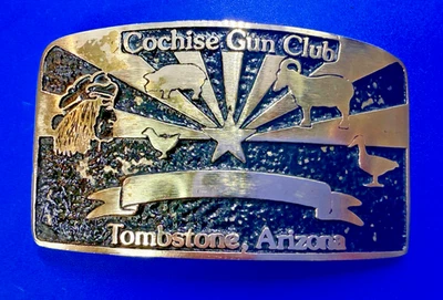 Cochise Gun Club Tombstone Arizona Trophy Advanced Casting Bronze Belt Buckle - Image 1 of 4