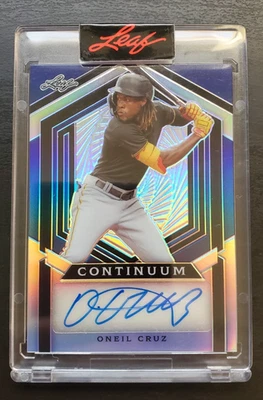 2023 Leaf Metal Oneil Cruz Continuum Encased Blue Refractor Auto 34/188 Pirates - Image 1 of 2