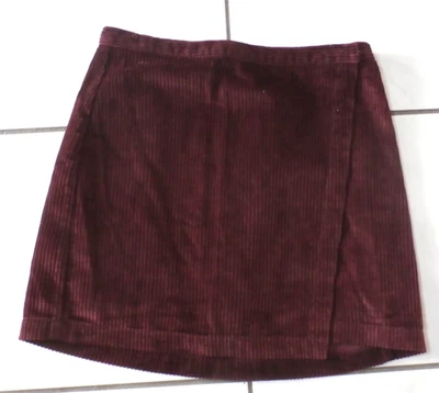 Abercrombie & Fitch Plum Burgundy Corduroy Wrap Front Mini Skirt size S H671 - Image 1 of 4
