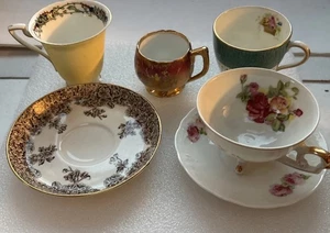 LOT Antik Vintage Demitasse Tassen Untertassen Germany England Japan Mismatch - Bild 1 von 13