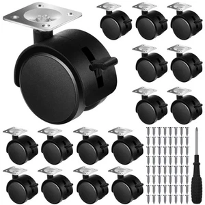16 Pcs 1.5 Inch Furniture Casters with Brake Swivel Replacement Wheels Small ... - Picture 1 of 6