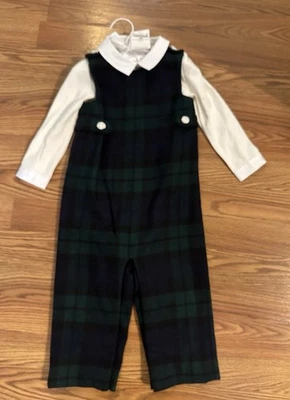 Macacão Polo Ralph Lauren bebê menino estampa xadrez com conjunto de macacão, tamanho 18M - Imagem 1 de 3