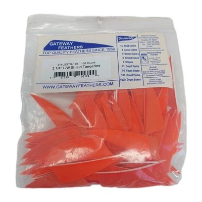 100 Pack Gateway Feathers 2.25" Left Wing: Shield Tangerine Orange 214LSSTG-100 - Image 1 of 3