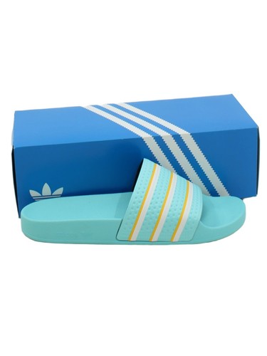 Adidas Sandali Uomo UK 12 Blu Rigato 100% Altro Slider Nuovi con etichette