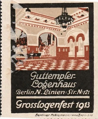Templar Lodge House Festival Berlin 1913 Germany Cinderella Poster Stamp - Image 1 of 2