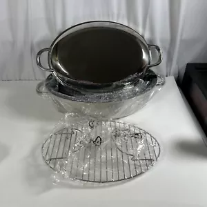 Ultrex II Roaster Pan 18/10 Stainless Steel Non Stick With Lid And Insert - Picture 1 of 8