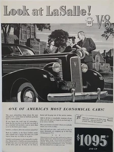 1937 vintage LaSalle automobile print ad. One of America's most economical cars! - Bild 1 von 1