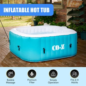 CO-Z 4 Person 5'x5' Inflatable Spa Tub Pool Heater All Hot Tub Accessories Teal - Picture 1 of 12
