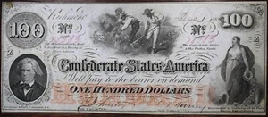 1862 $100 Confederate States Of America Currency STAMPED T41 CR317A R.4 P77 - Picture 1 of 2