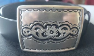 Silpada Gürtel Leder schwarz Damen klein Italy Südwesten Blumen Schnalle - Bild 1 von 4