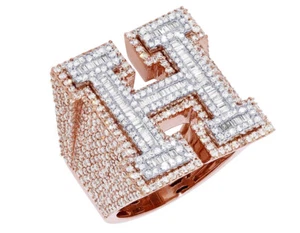 Initial "H" 3.3CT Diamond Ring 10k Rose-White Gold - Picture 1 of 6