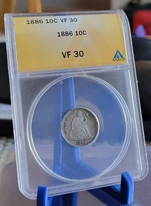 1886 Seated Liberty Dime VF30 ANACS - Picture 1 of 2
