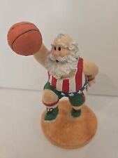 Vintage 1990’s Basketball Santa Resin Figurine Christmas Red White & Blue Jersey