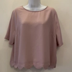 New Look Size 16 Pink short sleeve Loose style Crop Top/Scalloped hem - Picture 1 of 8