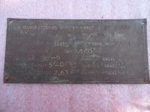 Vintage U.S Bronze Manufactured Data Plate - Picture 1 of 12