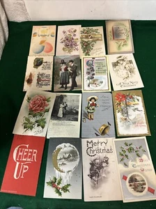 Antique Postcards with Memos with Postage Stamps 1909 to 1914 Lot of 16 - Picture 1 of 17