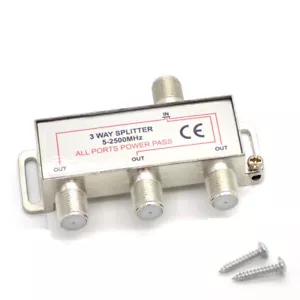 3 Way Satellite Splitter F Type Screw Y Connector TV Virgin Cable Sky Freeview - Picture 1 of 3