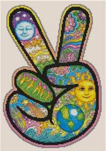 Hand Peace Sign Counted Cross Stitch Chart No.23-115 - Picture 1 of 1