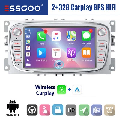 Carplay Autoradio Android 13 GPS Navi RDS WIFI Für Ford Focus MK2 Mondeo C S Max - Bild 1 von 4