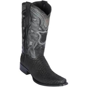 LOS ALTOS BLACK GENUINE PYTHON SNAKE EUROPEAN SQUARE TOE WESTERN BOOT EE 76N5705 - Picture 1 of 1
