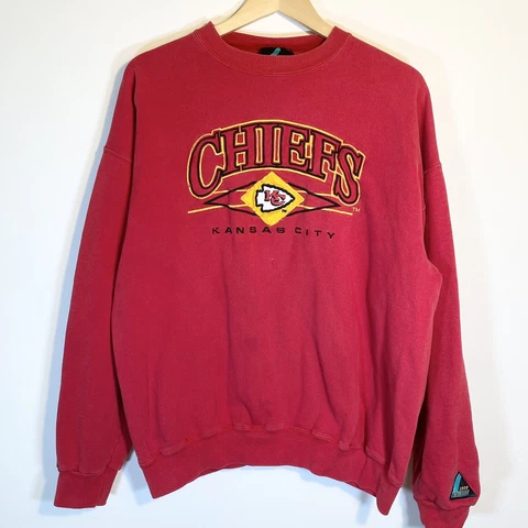Vintage Kansas City Chiefs Sweatshirt Crewneck Adult Size Large Red USA FLAWS Cover