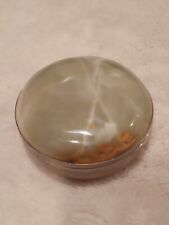 Alabaster Trinket Jewelry Box Hand Carved Vtg Marbled Green Brown Marble 