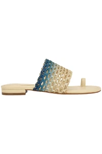 Sandalias planas informales deslizables nine West para mujer con anillo con puntera Nolah azul ombre - Imagen 1 de 3