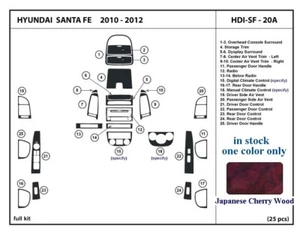 se adapta a Hyundai Santa Fe 10 11 12 kit de molduras de salpicadero madera de cerezo japonés - Imagen 1 de 3