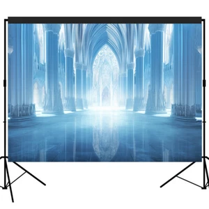 Fondo de Castillo de Hielo Bandera Grande Postre Mesa Decoración Fotografía Fondo - Imagen 1 de 7