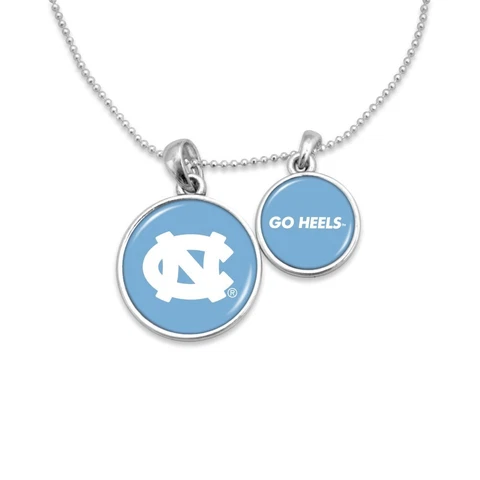 New North Carolina Tar Heels Silver 2 Charm Necklace, Gift for Her Mom Cover
