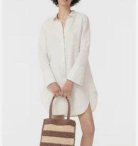 J. Crew Creme Relaxed Fit Langarm Strand Hemd mit Knopfleiste Leinen Baumwollmischung M - Bild 1 von 12