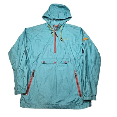 Merrell Pullover Anorak Jacket Mens Medium Hooded Teal Orange Trim Origins 1981 - Image 1 of 4