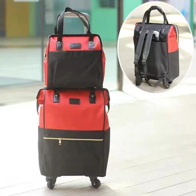 2 piece Duffle Bag w/4 Smooth Wheels Underseat Carry on Luggage Travel Suitcases - Image 1 of 4