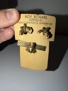 Vintage 1950's Roy Rogers Cuff Links and Tie Clasp/Bar Wrist Watch Jewelry Set  - Picture 1 of 2