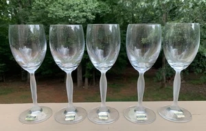 Set Of 5 Vintage Mikasa Ballet Frosted Stem Crystal Wine Glasses Water Goblets - Picture 1 of 4