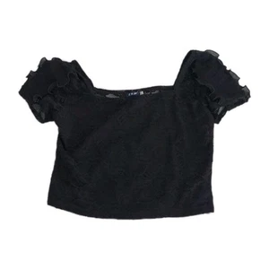 Vintage Cropped Ruffled Sheer Lace Top  By Z & F SZ M/L - Bild 1 von 4